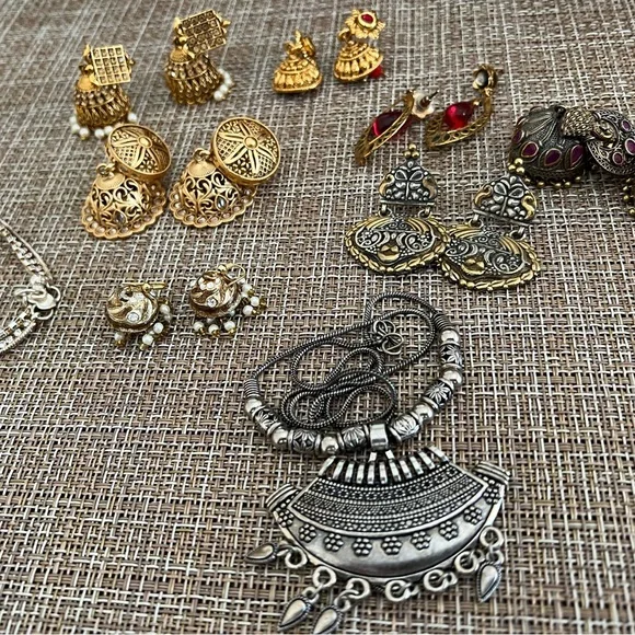 Lots of ethnic earring lot jhumka gold silver anklet - Picture 5 of 5